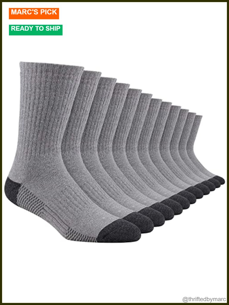 Men's Cotton Performance Athletic Crew Extra Heavy Cushion Socks 12 Pairs